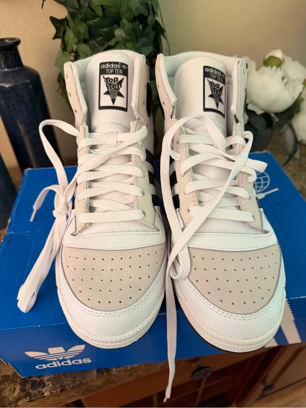 adidas Top Ten High-Top Sneakers in White and Black